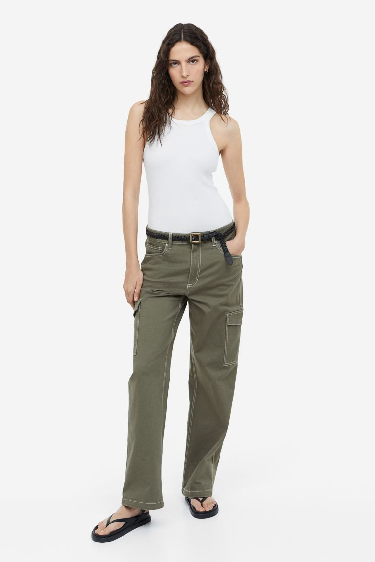 Cotton Cargo Pants - Khaki green - Ladies | H&M US | H&M (US + CA)