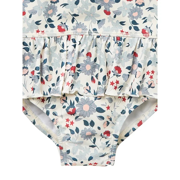 Modern Moments by Gerber Baby and Toddler Girl Peplum Ruffle Rashguard, Sizes 0/3M - 5T | Walmart (US)