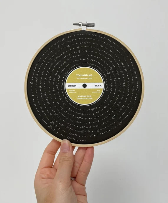 Personalised Favourite Song Lyrics Vinyl Record Cotton Print In Circular Frame | Printed And Fram... | Etsy (UK)