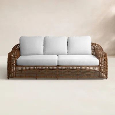 Alyshia 80.5" Wide Outdoor Wicker Patio Sofa with Sunbrella Cushions | Wayfair North America