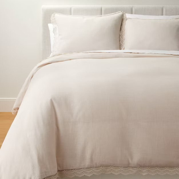 Lace Border Cotton Slub Duvet & Sham Set - Threshold™ designed with Studio McGee | Target