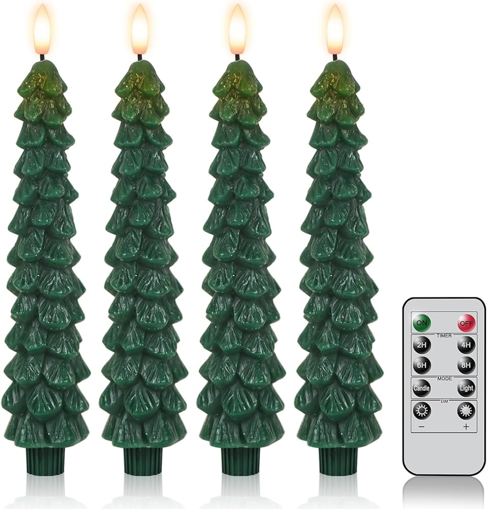DRomance Christmas Tree Flameless Taper Candles Battery Operated with 10-Key Remote and Timer Rea... | Amazon (US)