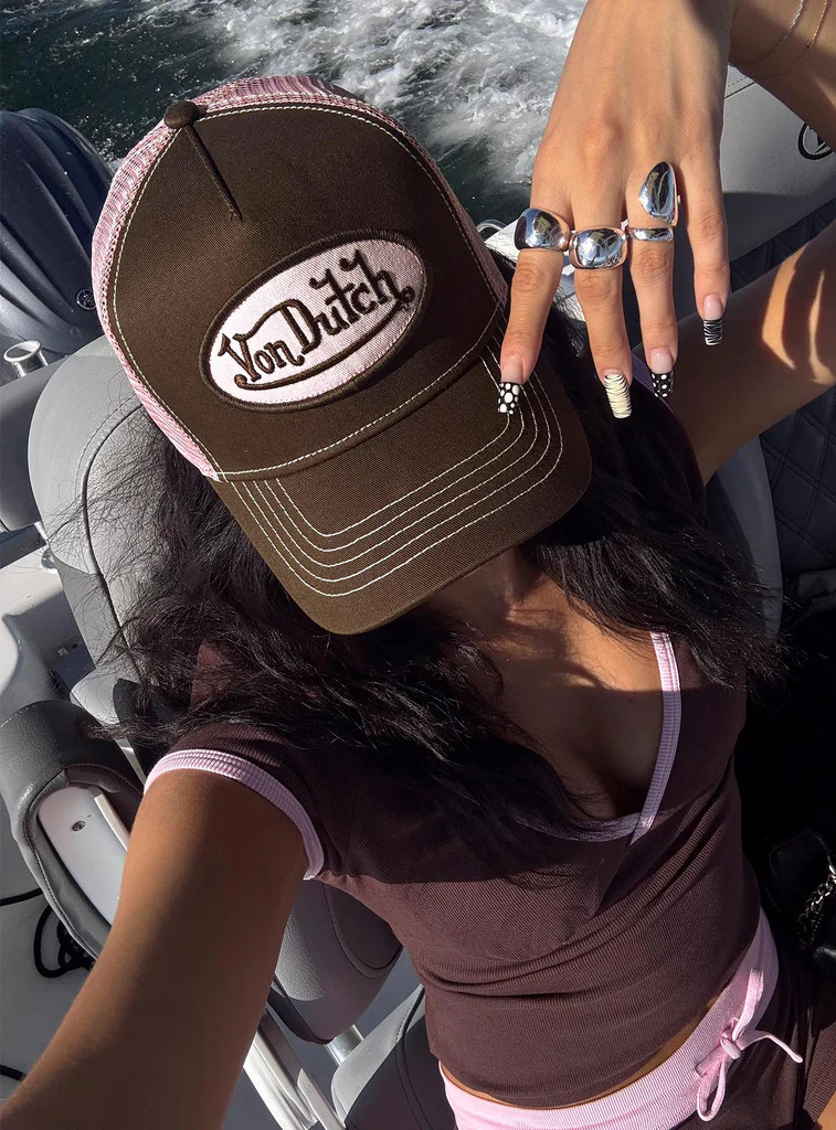 Von Dutch Staple Trucker Hat Brown / Pink | Princess Polly US