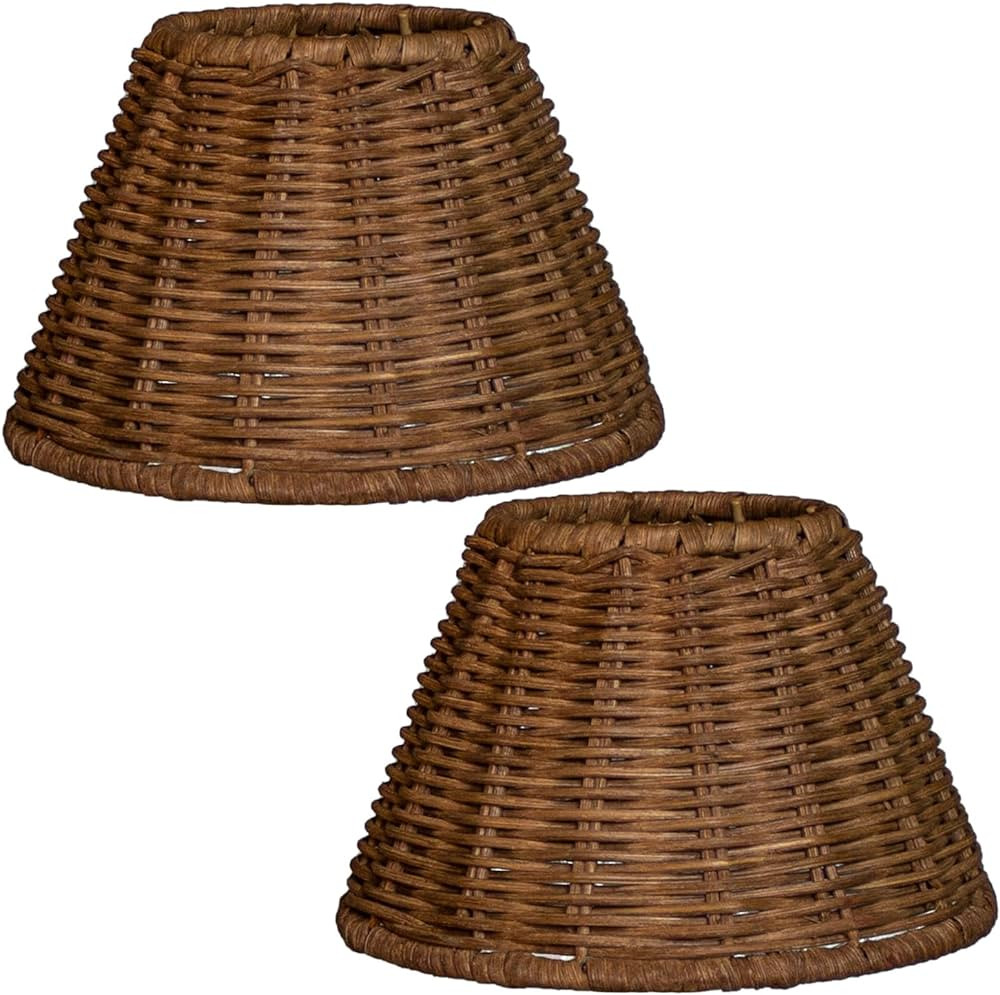 mini lampshades set of 2,mini rattan woven Lamp shade Set of 2,rattan small lampshade, boho repla... | Amazon (US)