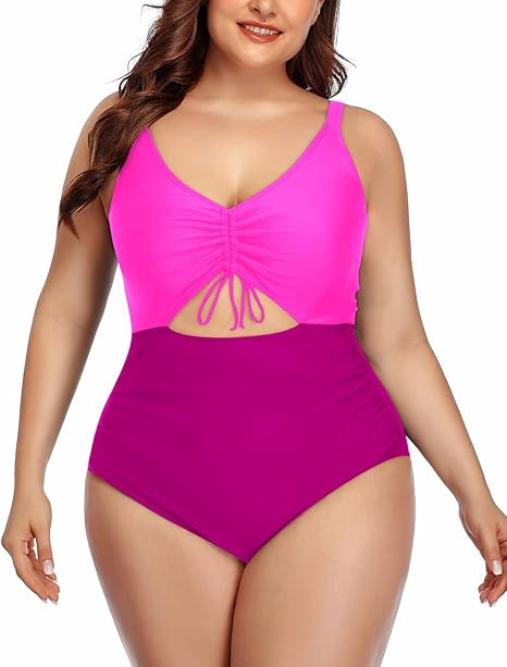 Daci Women Plus Size Cutout One Piece Swimsuits Tummy Control Bathing Suits V Neck Monokini Swimw... | Amazon (US)