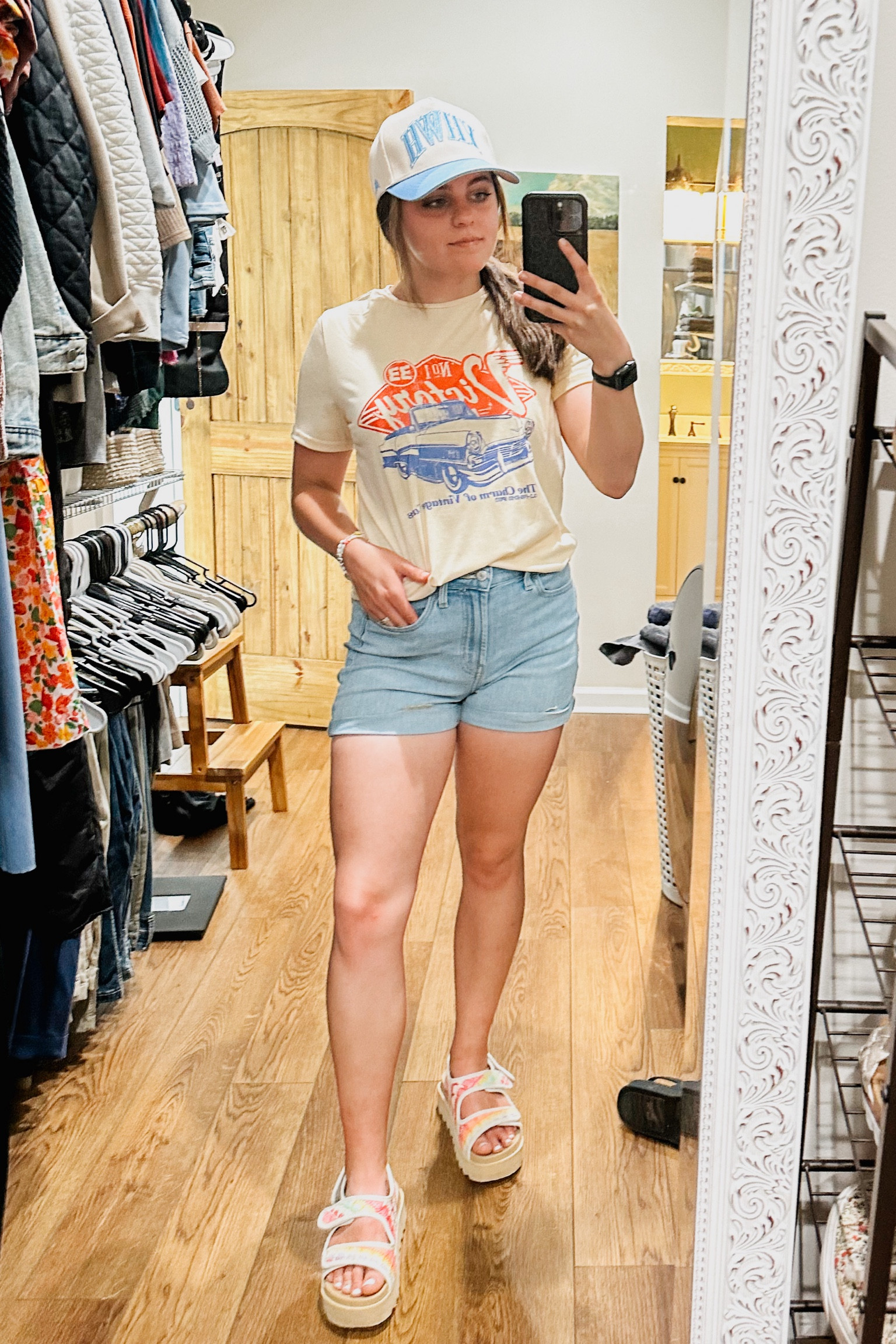 Casual fit 😌
Hat is Malta Apparel. Couldn’t link their site
Shorts are 4 
Shirt is S 
Shoes are TTS 

#LTKfindsunder50 #LTKfindsunder100 #LTKshoecrush