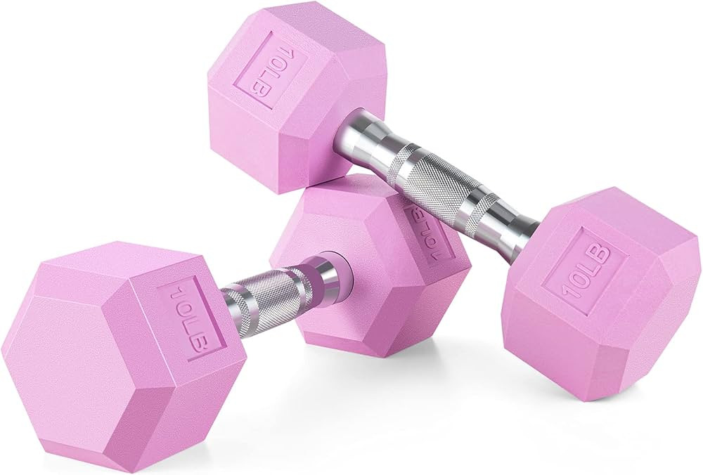 Portzon 8 Colors Options Compatible with Set of 2 Rubber Dumbbell Weight, Anti-Slip, Anti-roll, H... | Amazon (US)