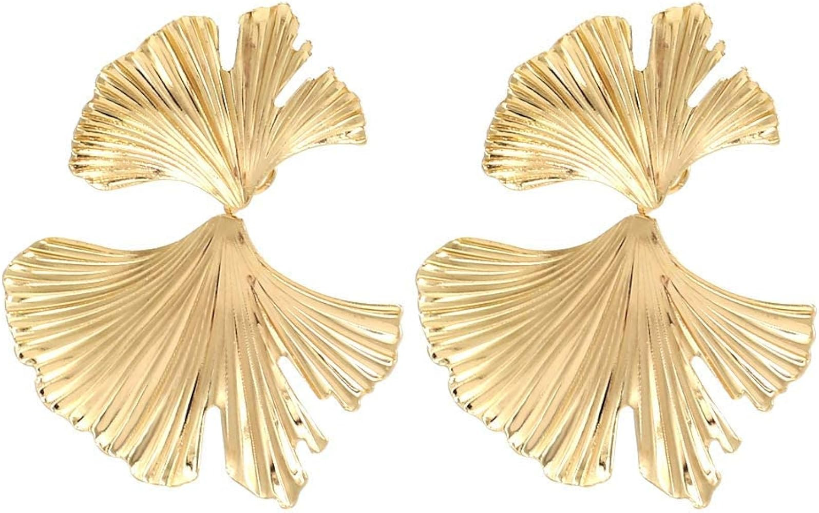 Ginkgo Leaf Earrings - 14K Gold Plated Flower Earrings for Women - Vintage Big Earrings Hypoaller... | Amazon (US)