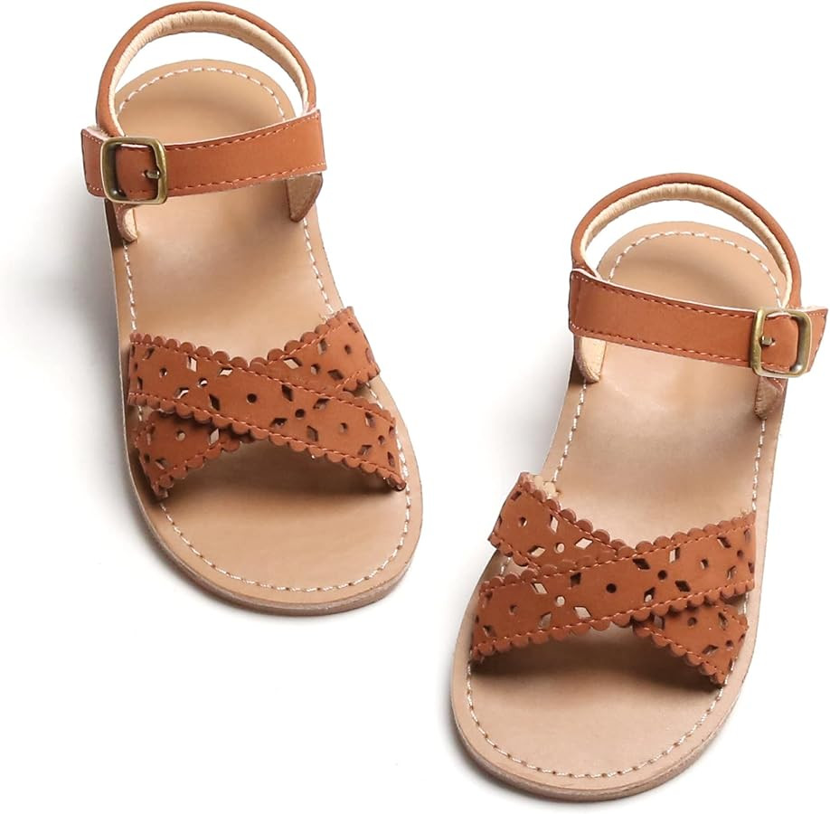 Amazon.com | THEE BRON Girls Brown Sandals Toddler Summer Dress Shoes(2234,Brown/9M) | Sandals | Amazon (US)