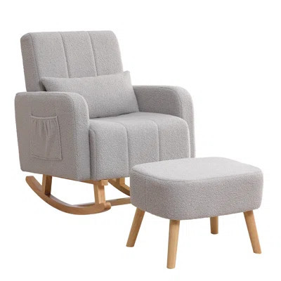 Upholstered Teddy Rocking Chair and Ottoman Ensemble | Wayfair North America