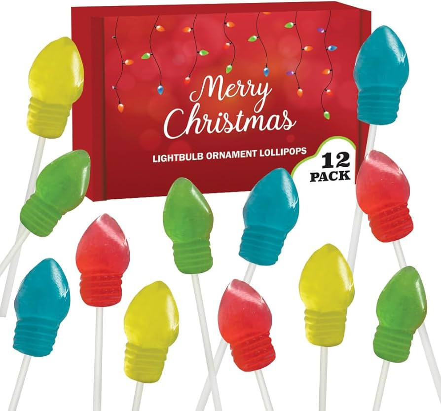 Christmas 3D Light Bulb Suckers - Holiday Lollipops Individually Wrapped (12) - Christmas Candy -... | Amazon (US)