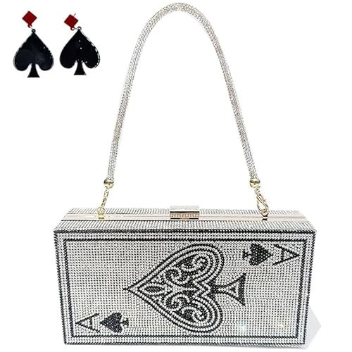 pearl&she Diamond Sliver Crystal Evening Bag Rhinestone Bling Handbags Ace of Spades Purses Poker Card Clutch For Party. | Amazon (US)