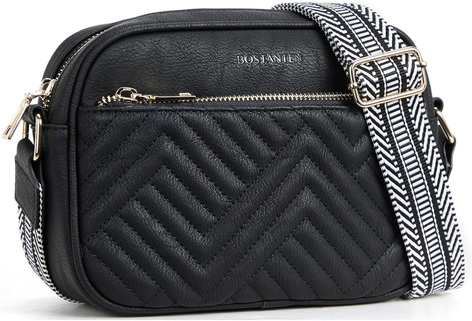 BOSTANTEN Quilted Crossbody Bags for Women Vegan Leather Purses Small Shoulder Handbags with Wide... | Amazon (US)