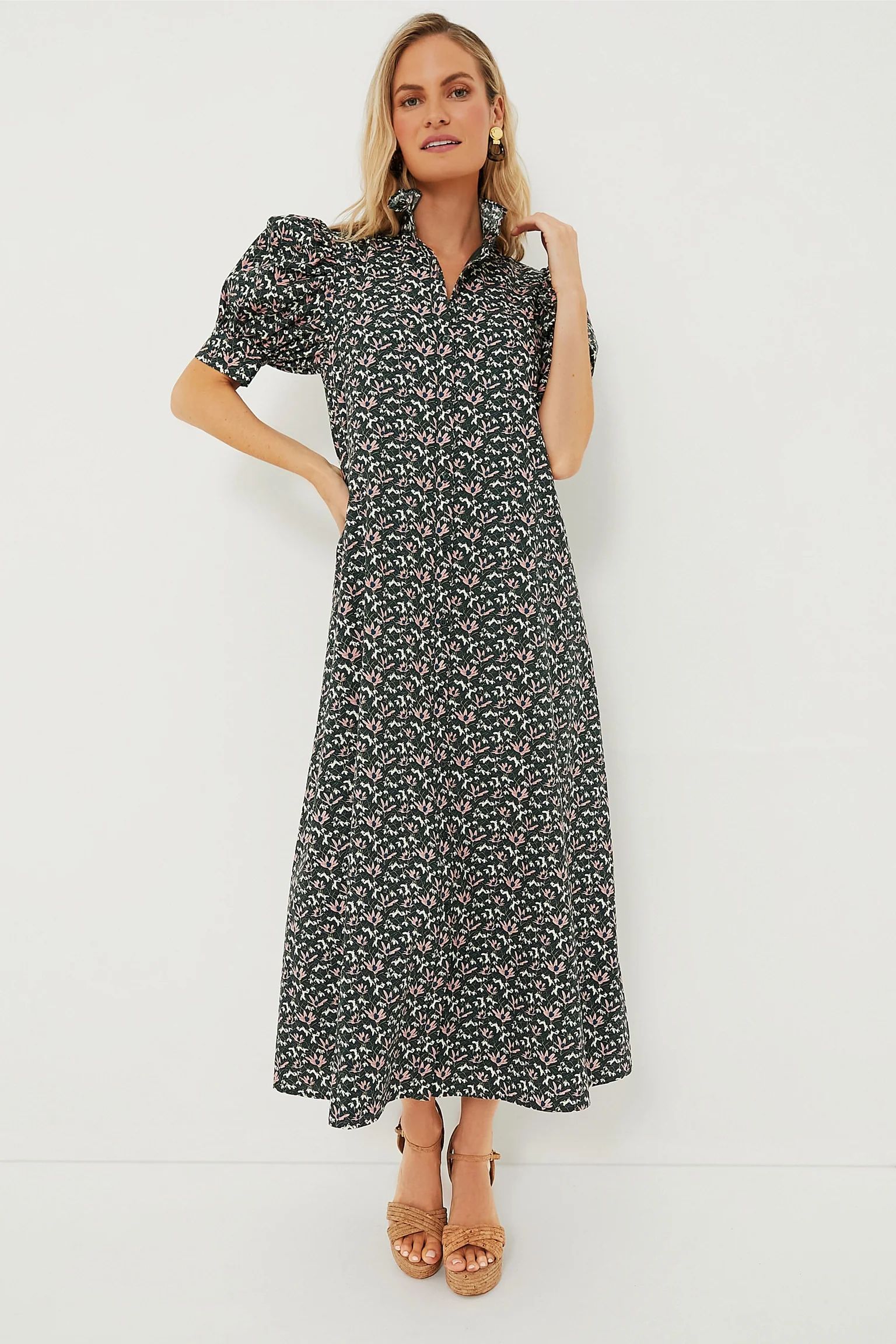 Ruffle Collar Louisa Midi Dress | Tuckernuck (US)