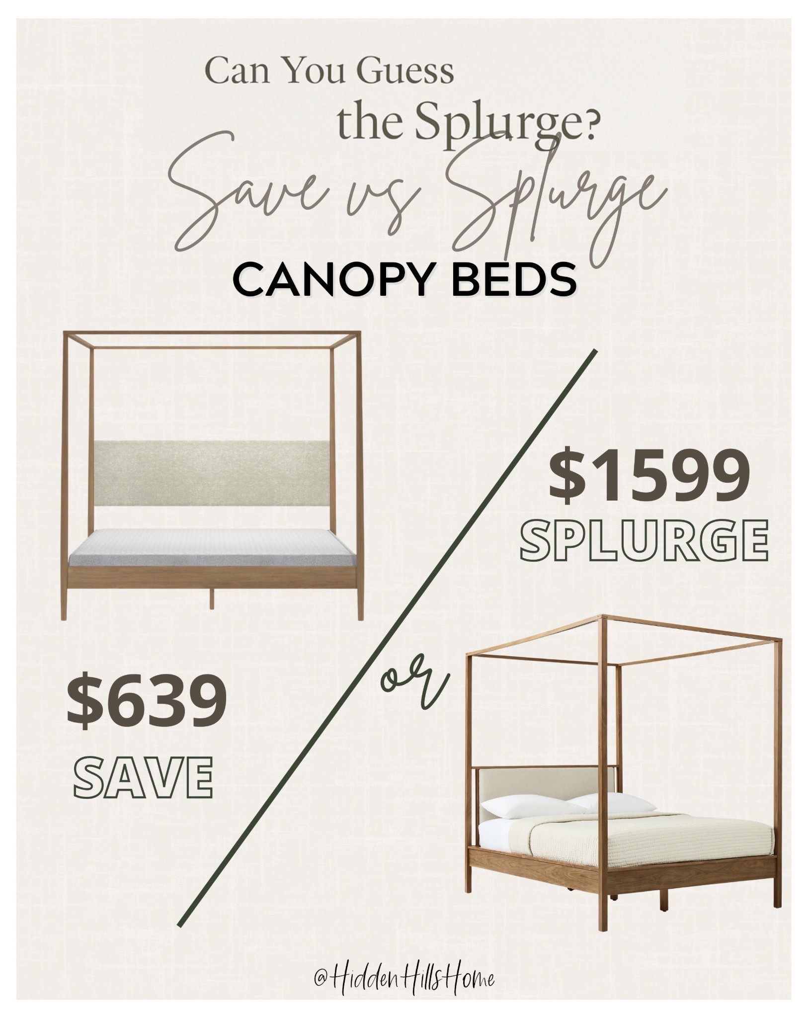 Save or Splurge Canopy Beds, designer bed dupes, timeless canopy beds, wood canopy bed #canopybed

#LTKHome #LTKSaleAlert #LTKSeasonal