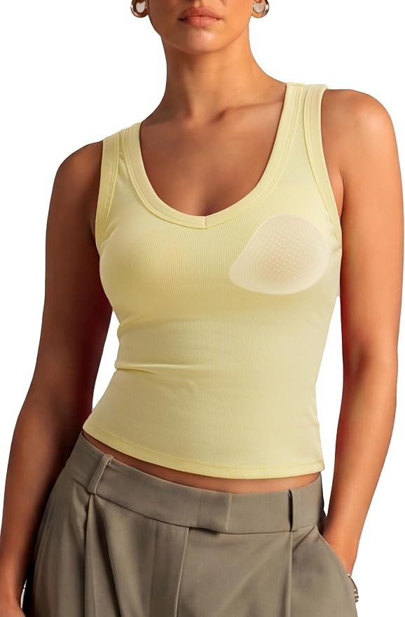 SUUKSESS Women Cotton Ribbed Summer Casual Tops Padded Loose Fit Tank Tops | Amazon (US)