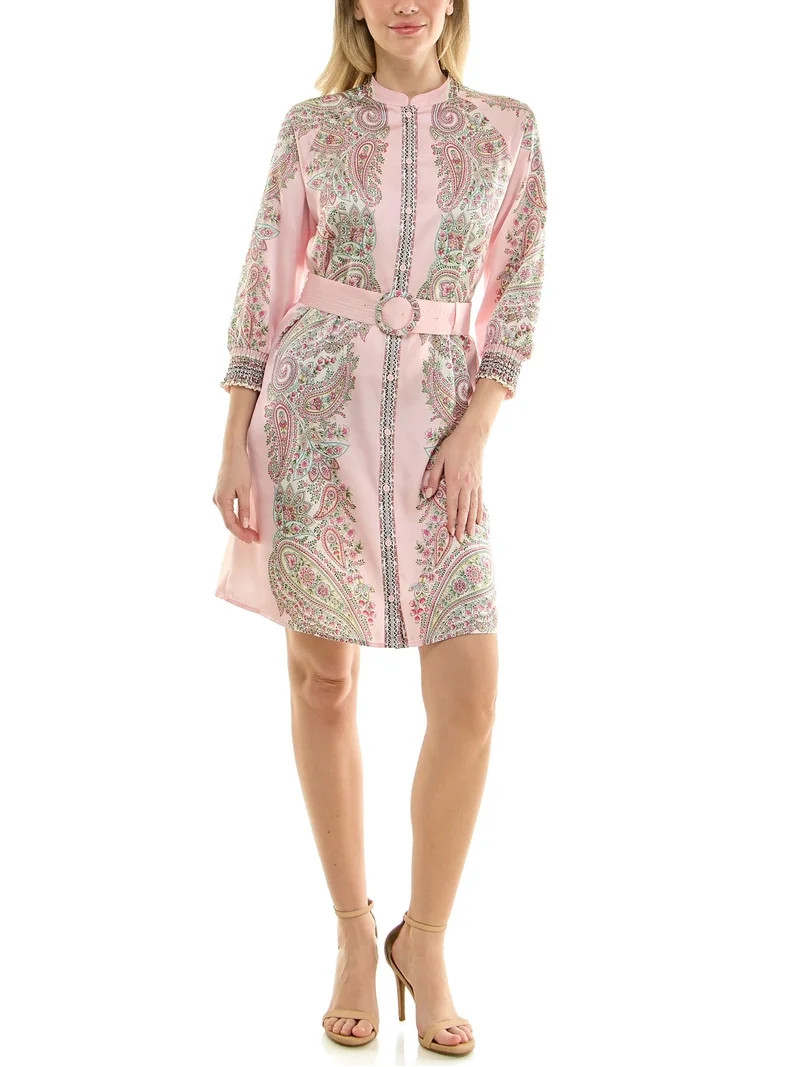 Nanette Nanette Lepore Womens Long Sleeve Tie Waist Mirror Print Mini Dress | Walmart (US)