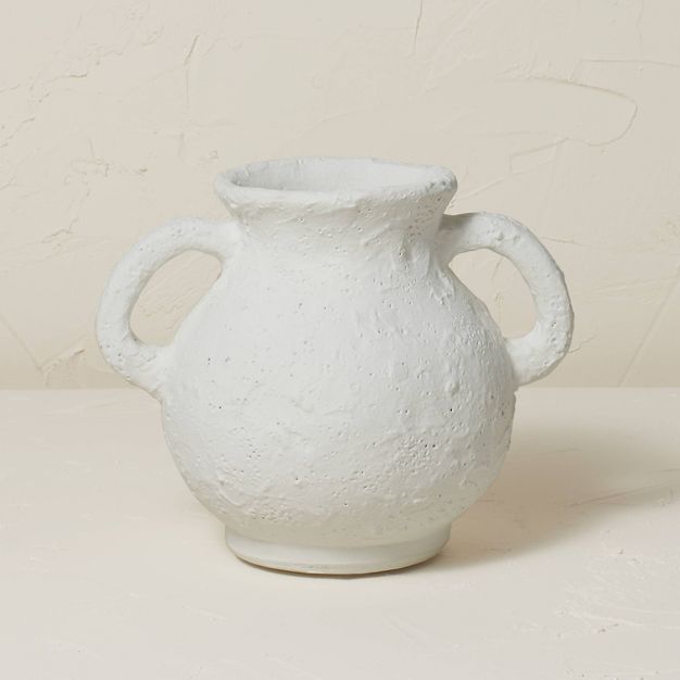 7" x 8.5" Terracotta Vase with Handle Chalk White - Opalhouse™ designed with Jungalow™ | Target