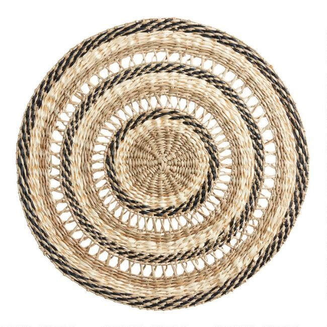 Round Natural and Green Woven Fiber Placemat | World Market
