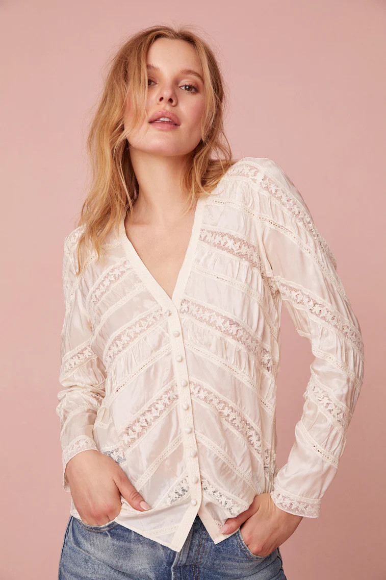 Tandra V-Neck Blouse | LOVESHACKFANCY