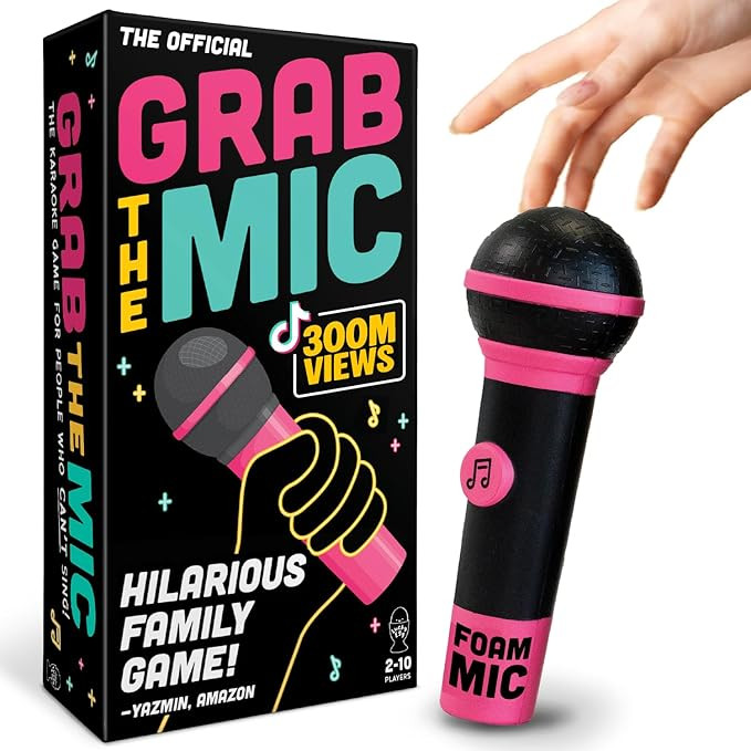Lucky Egg Official Grab The Mic – Family Karaoke Board Game w/Foam Mic, 8+ Ages, 2-10 Players -... | Amazon (US)