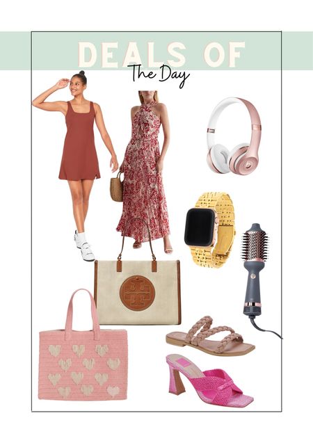 Deals of the day. 
Tennis dress / sandals / vacation look / beach vacation/ straw bag / Apple Watch 

#LTKtravel #LTKsalealert #LTKstyletip