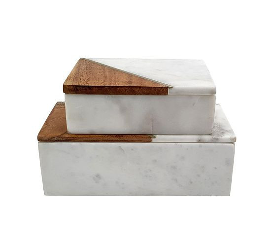 Handcrafted Decorative Marble and Wood Storage Boxes | Pottery Barn (US)