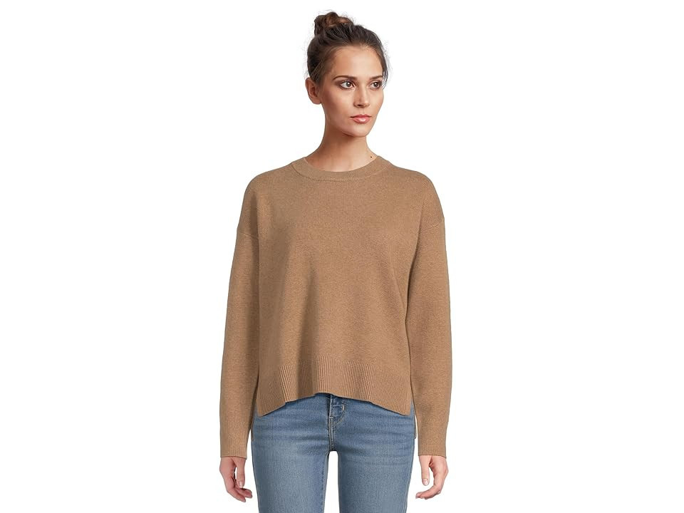 L.L.Bean Wicked Soft Cotton/Cashmere Crewneck Sweater Women's Sweatshirt Camel Brown Heather : SM, Cashmere/Cotton | Zappos