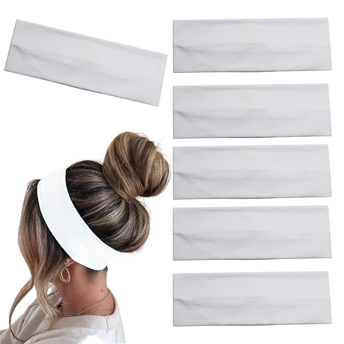 6 Pcs White Headbands for Women Hair Cotton Headband for Tie Dye Party Supplies, Non-slip Stretch... | Amazon (US)