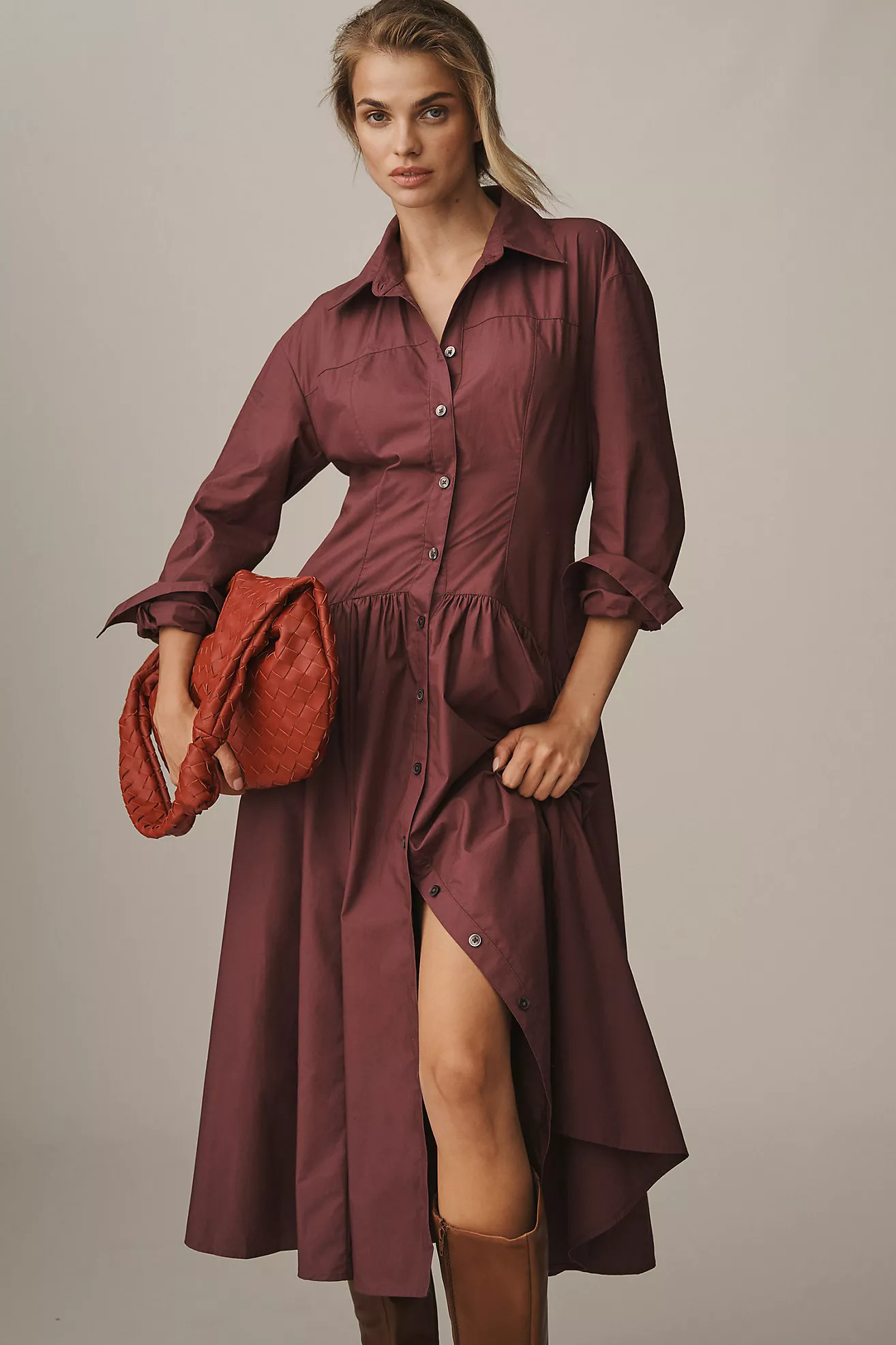 Drop-Waist Midi Shirt Dress | Anthropologie (US)