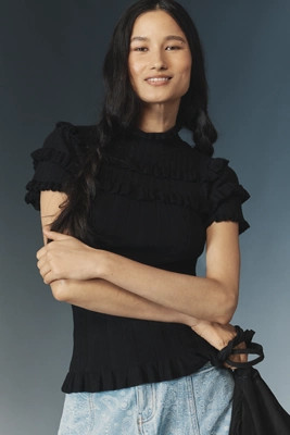 By Anthropologie Ruffle-Hem Knit Top | Anthropologie (US)