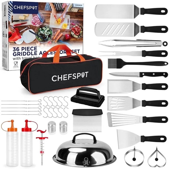 CHEFSPOT Stainless Steel Griddle Accessories for Blackstone, BBQ Spatula Set, 36-Piece | Walmart (US)