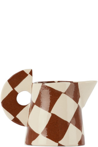 Brown & White Small Check Milk Jug | SSENSE