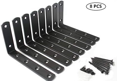 MHMYDZ 8 Pcs Matte Black Steel Heavy Duty"L" Corner Brace Joint Angle Bracket Shelf Bracket Wall ... | Amazon (US)
