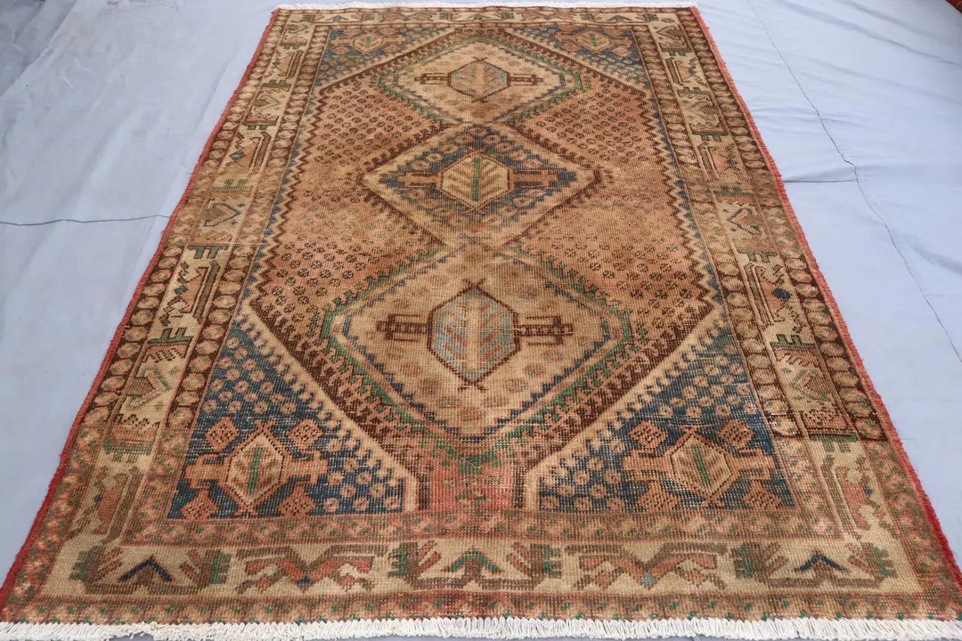 1920s Antique Terracotta Rug 5x7 ft Vintage Caucasian Area Rug, Terracotta Rug, Low Pile Rug, Dis... | Etsy (Global)