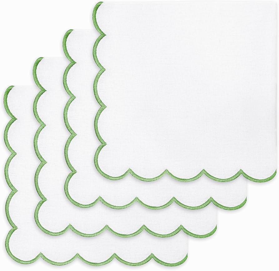 PurpleEssences Scalloped Embroidery Cloth Napkins - Spring Easter Summer - Table Decor - 100% Cot... | Amazon (US)