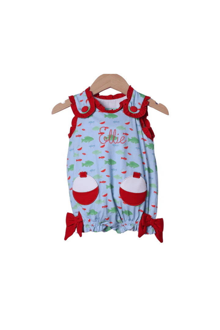 Applique Fishing Bobber Red Bubble | The Smocked Flamingo