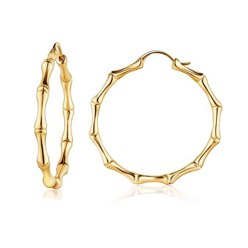 Barzel 18k Gold Plated Bamboo Earrings For Women (Gold) | Amazon (US)