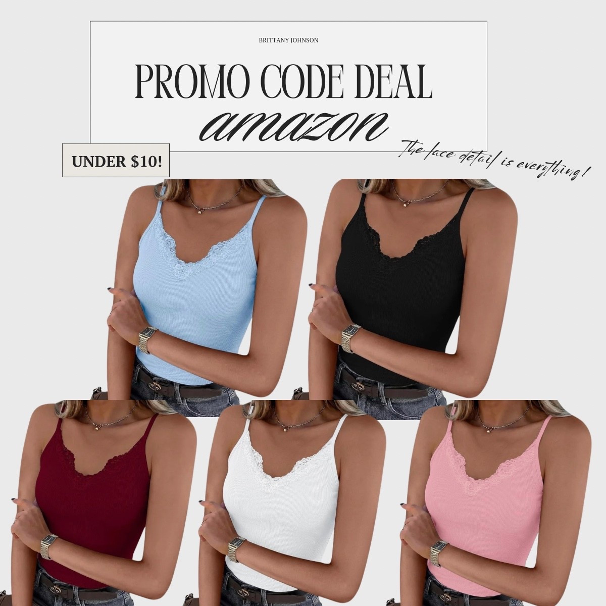 This lace cami is giving effortless everyday cute ✨💕

Use code: 3PBYG9O7 for 33% OFF 🛍️

#LTKSaleAlert #LTKmomlife #LTKgrwm