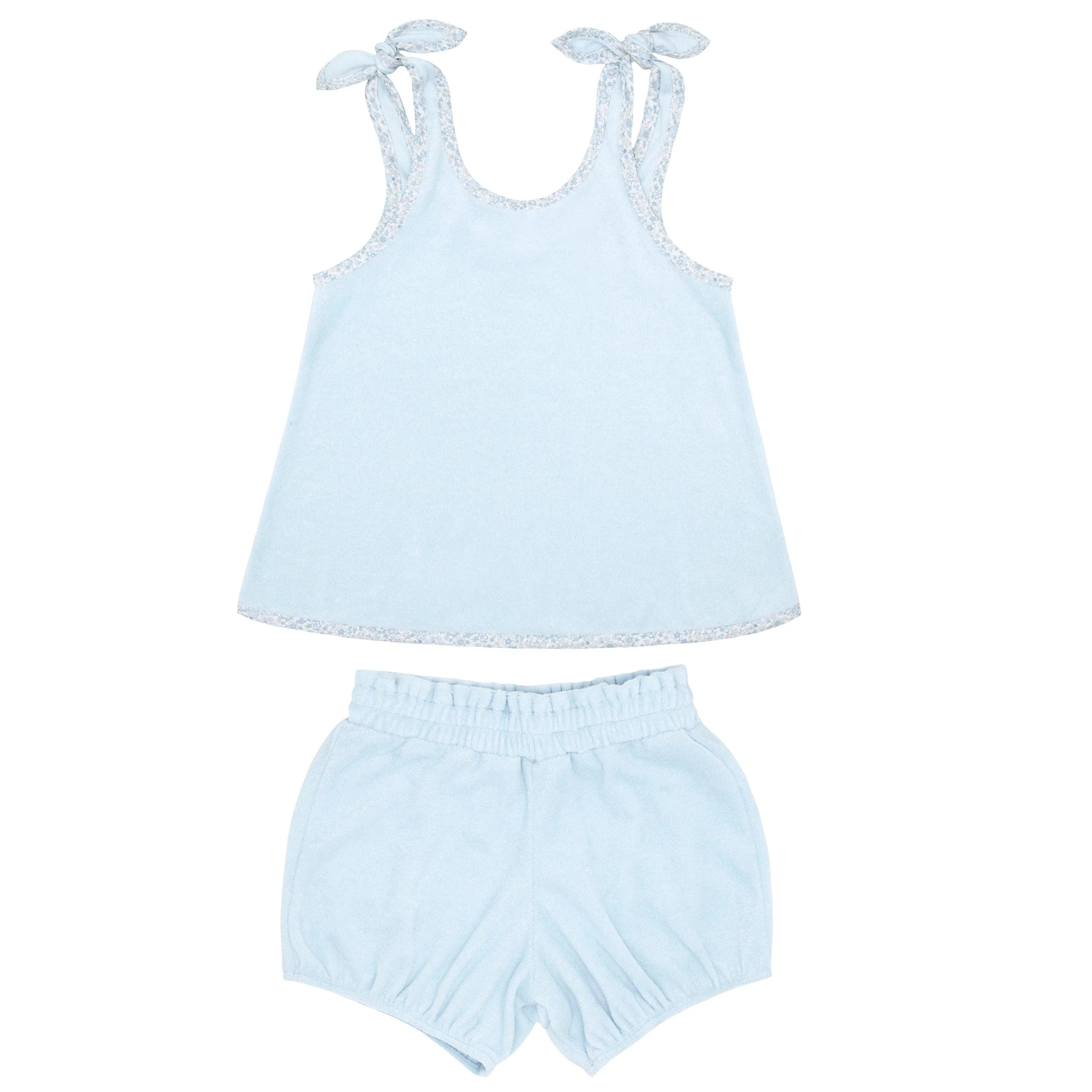 girls light blue french terry bloomer set | minnow