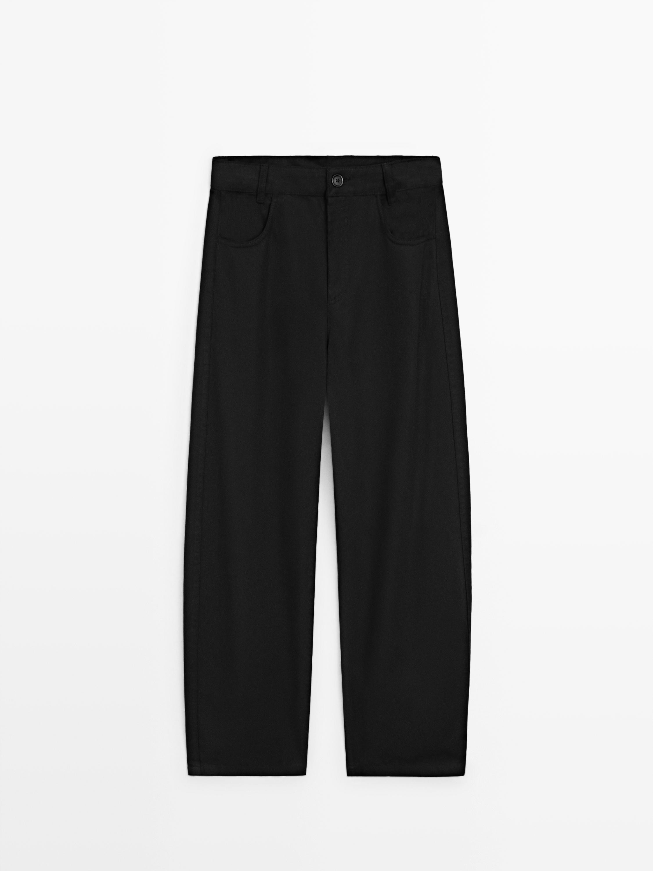 Flowing barrel fit trousers - BLACK | Massimo Dutti UK