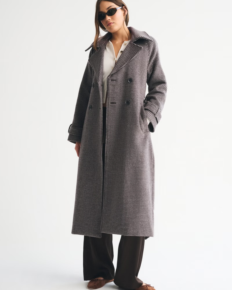 Women's A&F Carrie Wool-Blend Trench Coat | Women's Coats & Jackets | Abercrombie.com | Abercrombie & Fitch (US)