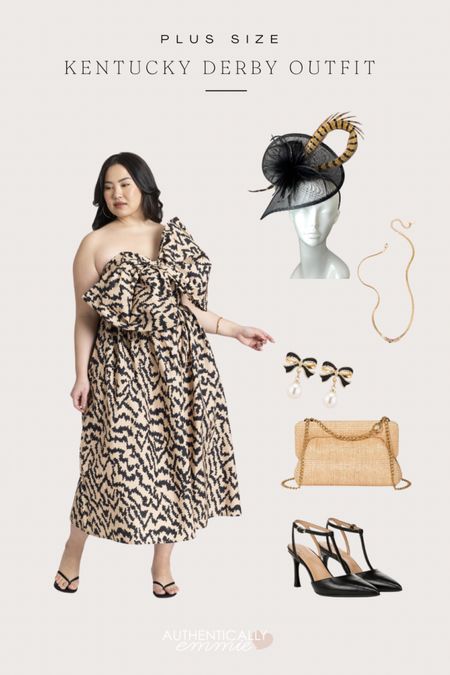 Neutral color plus size Kentucky derby outfit idea - animal print and a huge bow 🎀

#LTKSeasonal #LTKover40 #LTKplussize