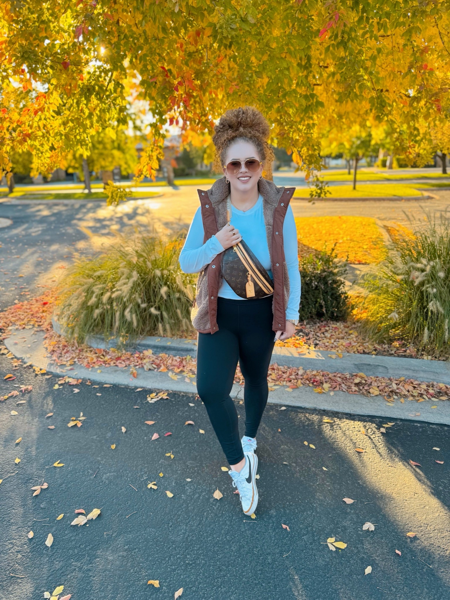 Weekend uniform lately 🍂 Comfy, casual, and still pulled together just enough. Linking everything I’ve been living in lately 🤎 amazon long sleeve top | amazon white long sleeve top | amazon fall vest | brown vest | amazon vest | amazon brown vest | fall outfit | sneakers | nike sneakers | fall shoes | nike court legacy | amazon fall outfit | casual fall outfit | amazon fall casual outfit | leggings | Amazon leggings | leggings outfit | amazon fashion | amazon finds | amazon look | amazon outfit | fall outfit | fall look | fall fashion | fall finds | fall outfit inspo | fall fashion inspo | fall 2025 | sunglasses | amazon sunglasses | designer sunglasses dupe 

#LTKSeasonal #LTKSaleAlert #LTKMidsize