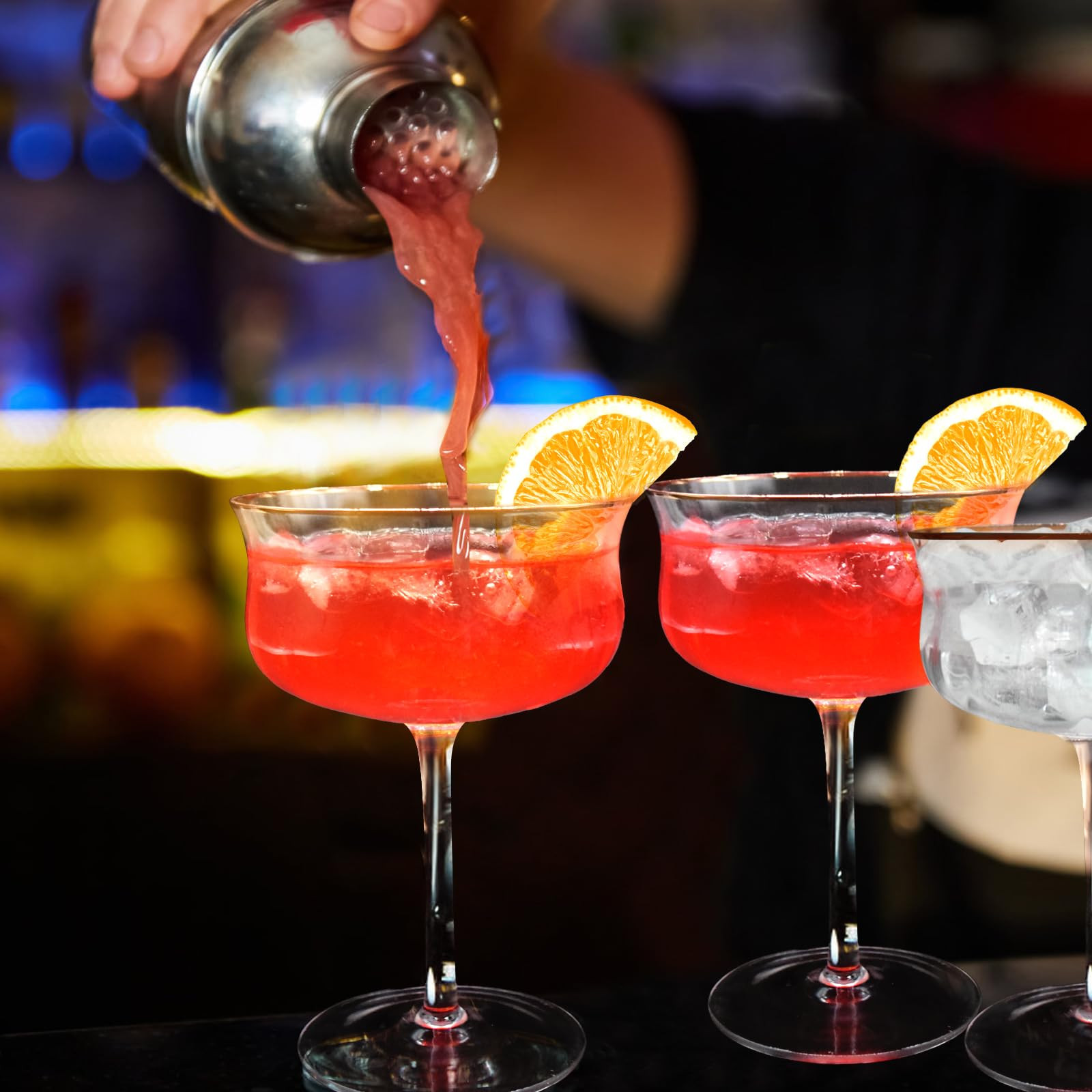 Coupe Glasses Set of 4, Vintage Art Deco 10 Oz Martini Glasses, Hand-Blown Coupe Cocktail Glasses, Lead-Free Crystal, Gold Rim, Cocktail Champagne Glasses, Perfect for Bar, Parties and Gift | Amazon (US)