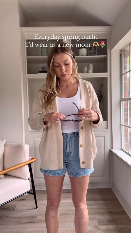 Everyday spring outfit series! Wearing a S in tank, S in cardigan (it’s oversized), and shorts in 26. Sandals tts.

#LTKstyletip #LTKSeasonal #LTKVideo