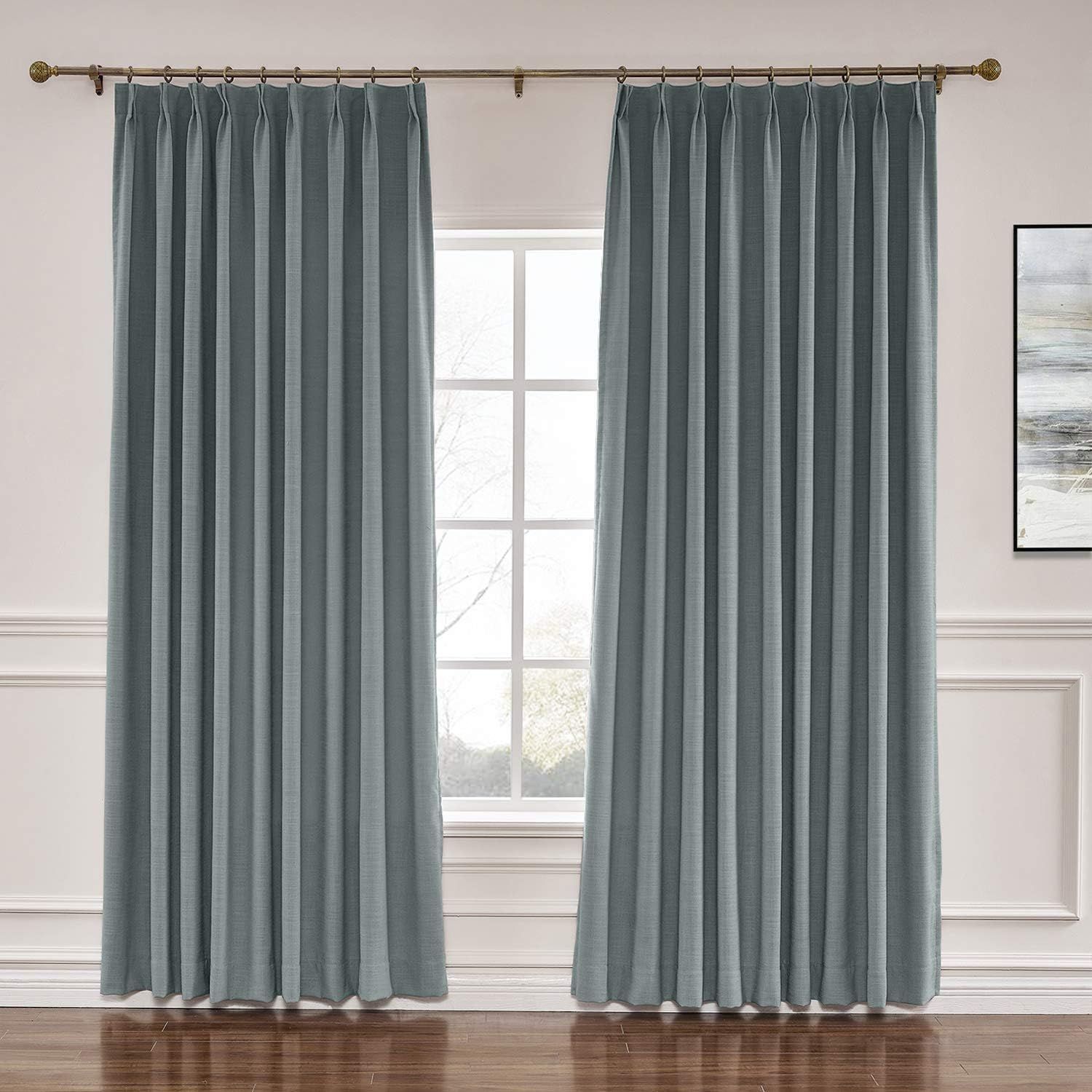 ChadMade Extra Long Curtain 72" W x 102" L Polyester Linen Drape with Blackout Lining Pinch Pleat... | Amazon (US)