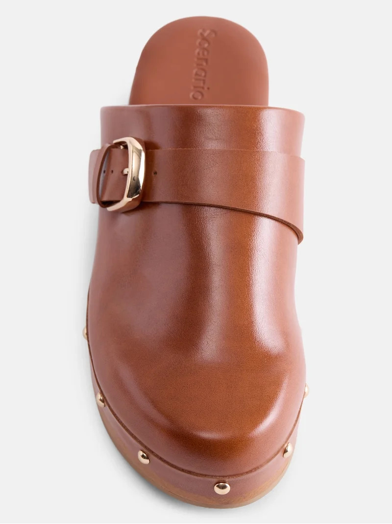 Scenario Women's Studded Faux Leather Platform Clogs | Walmart (US)