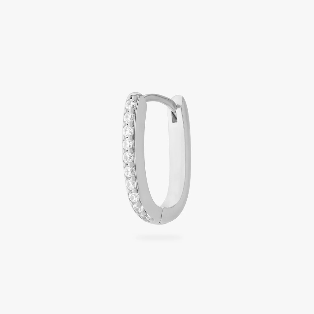 Medium Pavé Oval Hoop | Studs