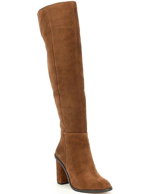 Barrine Suede Over-the-Knee Block Heel Boots | Dillards